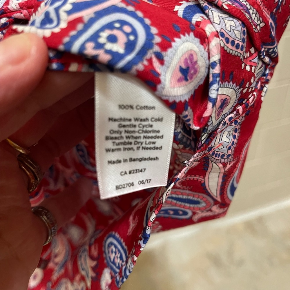 Talbots Red Paisley Button Down Shirt - Picture 5 of 13